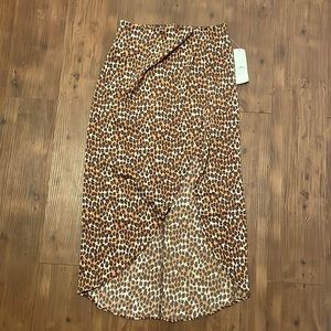Urban Outfitters Scalloped Cheetah Silk Skirt